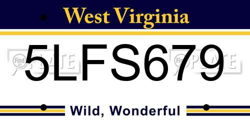 5LFS679 West Virginia License Plate