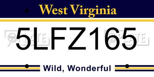 5LFZ165 West Virginia License Plate