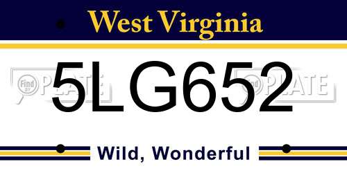 5LG652 West Virginia License Plate