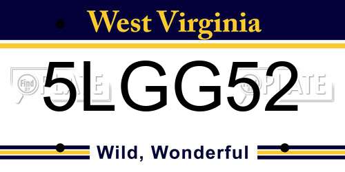 5LGG52 West Virginia License Plate