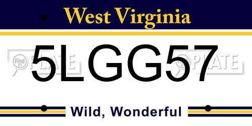 5LGG57 West Virginia License Plate