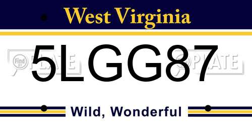 5LGG87 West Virginia License Plate