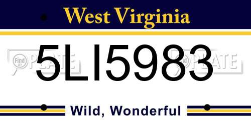 5LI5983 West Virginia License Plate