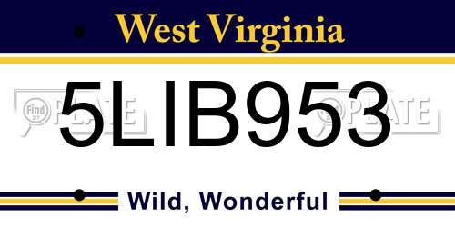 5LIB953 West Virginia License Plate