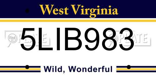 5LIB983 West Virginia License Plate