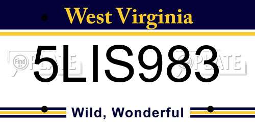 5LIS983 West Virginia License Plate