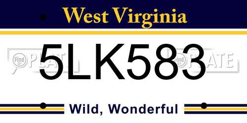 5LK583 West Virginia License Plate