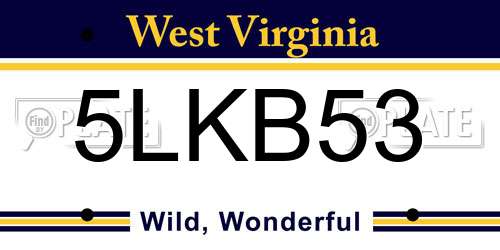 5LKB53 West Virginia License Plate