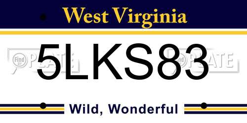 5LKS83 West Virginia License Plate