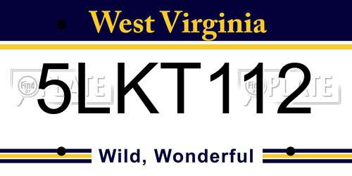 5LKT112 West Virginia License Plate