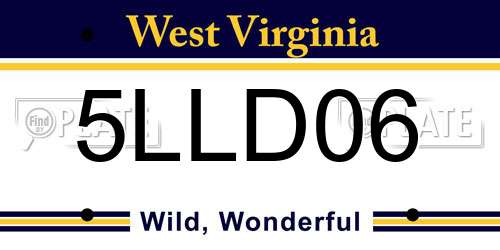 5LLD06 West Virginia License Plate
