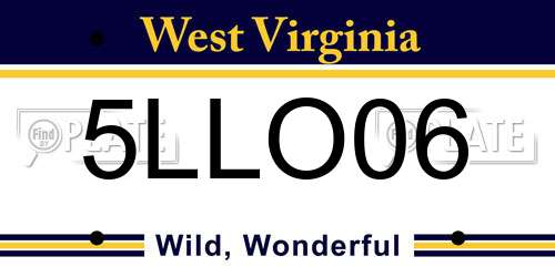 5LLO06 West Virginia License Plate