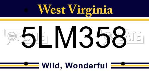 5LM358 West Virginia License Plate