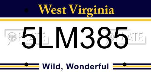 5LM385 West Virginia License Plate