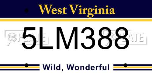 5LM388 West Virginia License Plate
