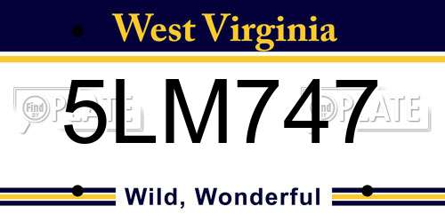 5LM747 West Virginia License Plate