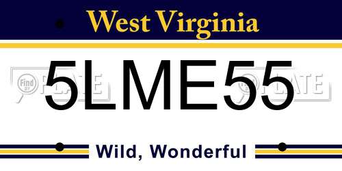 5LME55 West Virginia License Plate