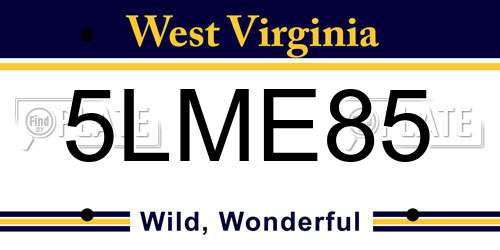 5LME85 West Virginia License Plate