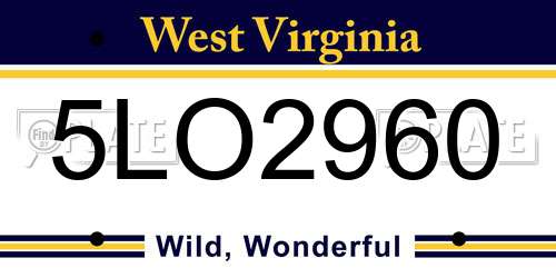 5LO2960 West Virginia License Plate