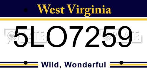 5LO7259 West Virginia License Plate
