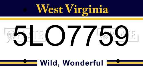 5LO7759 West Virginia License Plate