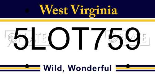 5LOT759 West Virginia License Plate