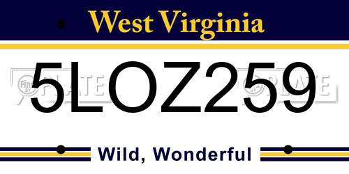 5LOZ259 West Virginia License Plate