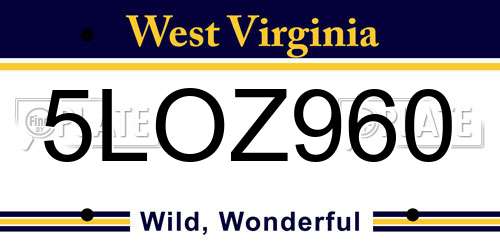 5LOZ960 West Virginia License Plate
