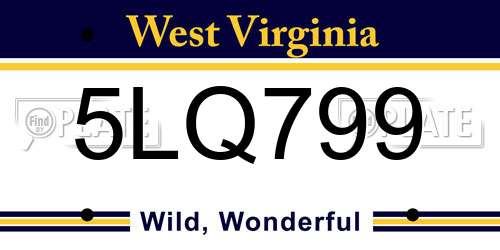 5LQ799 West Virginia License Plate