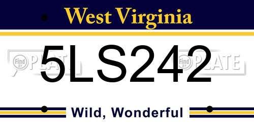5LS242 West Virginia License Plate