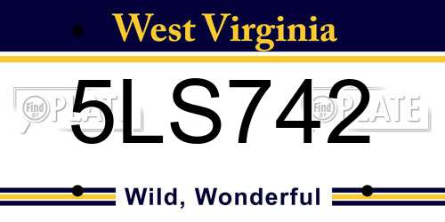 5LS742 West Virginia License Plate