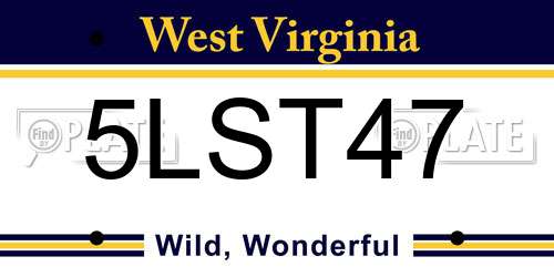5LST47 West Virginia License Plate