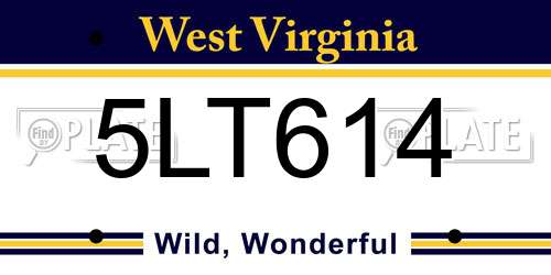 5LT614 West Virginia License Plate