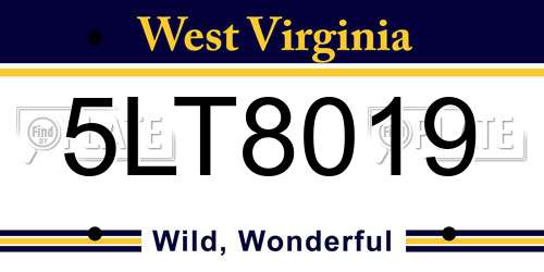 5LT8019 West Virginia License Plate