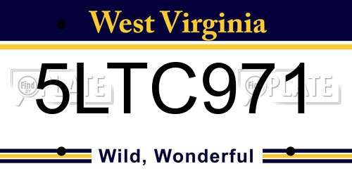 5LTC971 West Virginia License Plate
