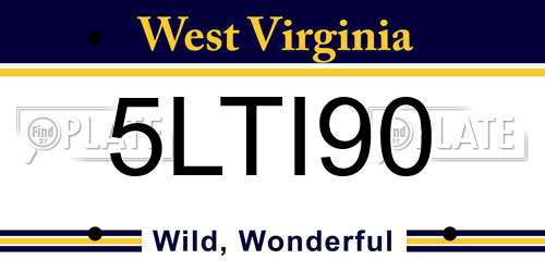5LTI90 West Virginia License Plate