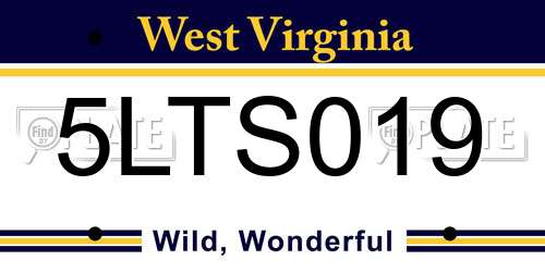 5LTS019 West Virginia License Plate