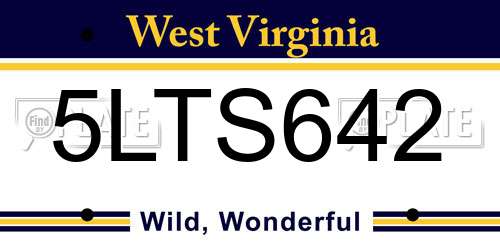 5LTS642 West Virginia License Plate