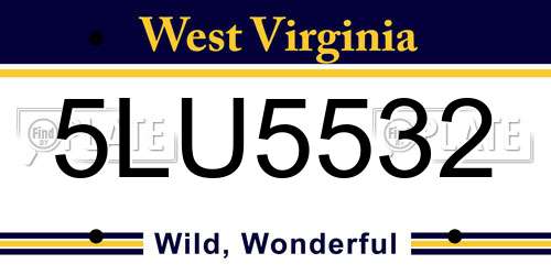 5LU5532 West Virginia License Plate