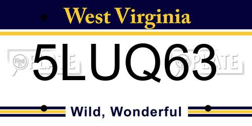 5LUQ63 West Virginia License Plate