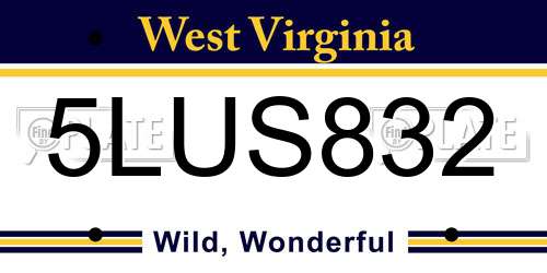5LUS832 West Virginia License Plate