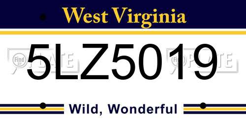 5LZ5019 West Virginia License Plate