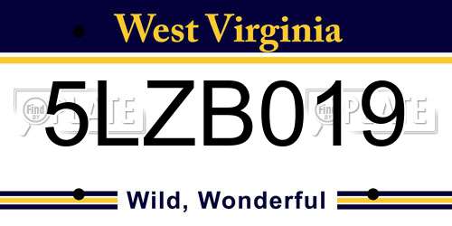 5LZB019 West Virginia License Plate