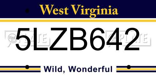 5LZB642 West Virginia License Plate