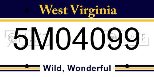 5M04099 West Virginia License Plate