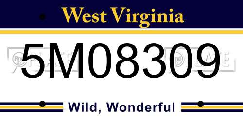 5M08309 West Virginia License Plate