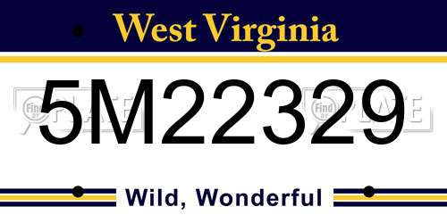 5M22329 West Virginia License Plate
