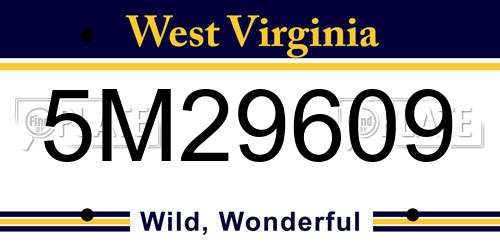 5M29609 West Virginia License Plate