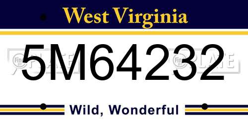 5M64232 West Virginia License Plate