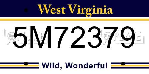 5M72379 West Virginia License Plate